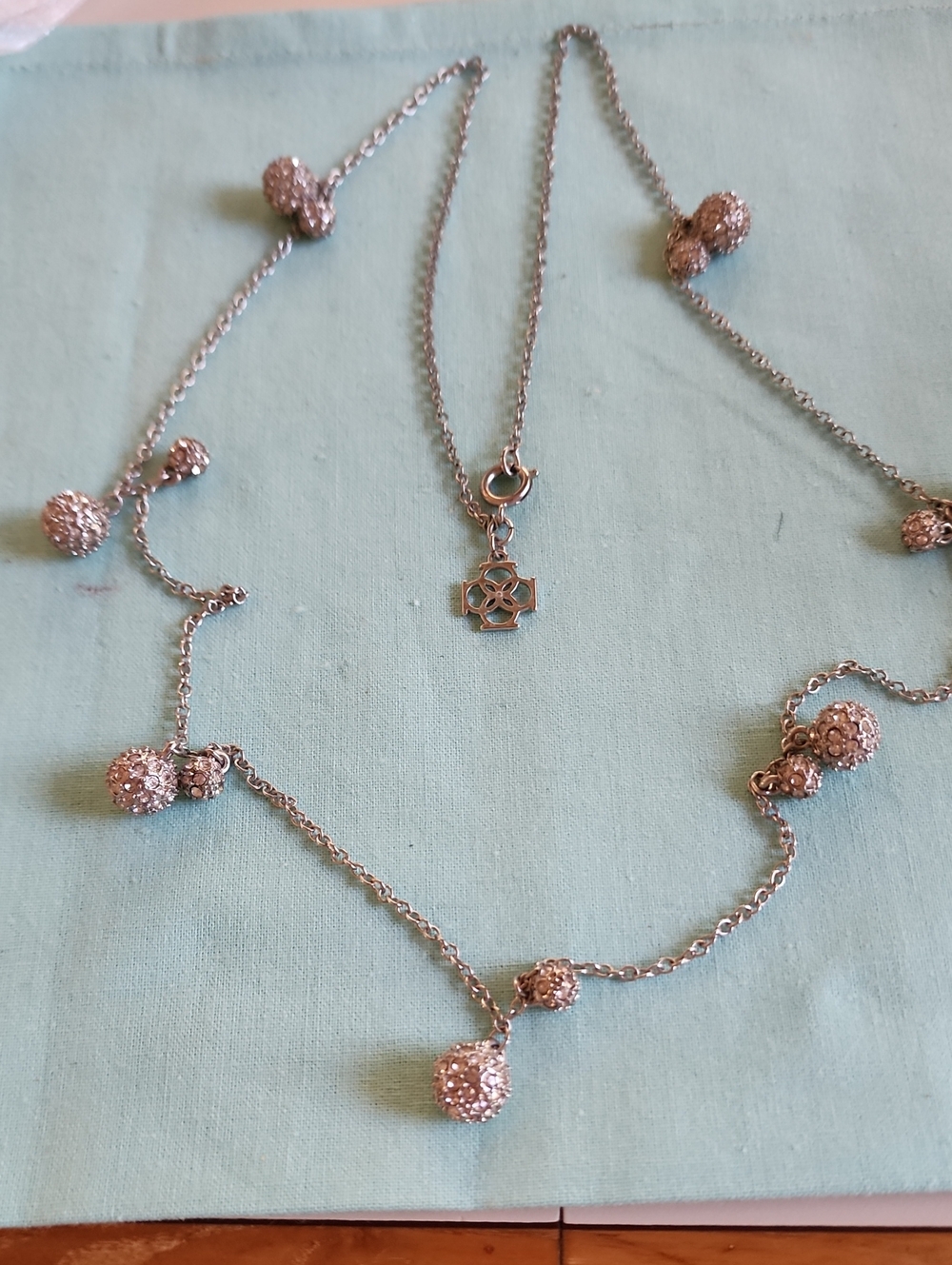 Delicate Silver-Tone Crystal Ball Station Necklace - Women Jewelry